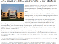 AAU Sanctions 113.5L seed fund for 9 agri-startups