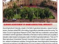 GLORIOUS ACHIEVEMENT OF ANAND AGRICULTURAL UNIVERSITY